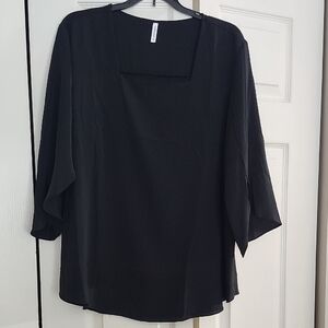 Women's Black Square Neck Tunic Top